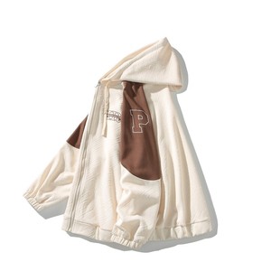 秋冬平鋪白底撞色繡花大碼寬松拼接衛(wèi)衣時尚外套男 V912 P70 控98圖片