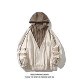 秋冬原创抖音白底平铺大码连帽假两件夹克外套男J873P98控158，男装夹克，电商A029