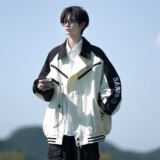 相机片撞色原创港风大码宽松棒球服夹克港风外套男J850P98控138，男装夹克，电商A029