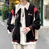 抖音直播新款拼接棒球服港风拼接大码夹克外套J801P98控128，男装夹克，电商A029