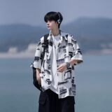 夏季相机片港风大码外景短袖衬衫花衬衣条纹衬衫C609P40控58，男装T恤，电商A029