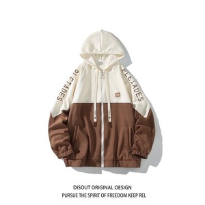 白底日系秋冬撞色绣花大码港风拼接卫衣时尚外套男 V906 P68 控88，女装短外套，电商A029