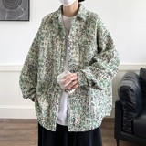 直播新款港风大码小香风长袖花衬衫外套时尚衬衣C601P68控89，男装衬衫，电商A029