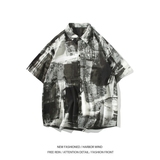 酒店风二开港风大码渐变冰丝复古短袖花衬衫衬衣男C637P40控58，商品下架区，电商A029