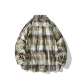 冬新款白底日系港风印花格子长袖衬衫男C620P55控78，男装衬衫，电商A029