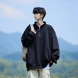 秋冬相机片新款港风大码纯色卫衣外套套头卫衣男V908P55控78，女装短外套，电商A029