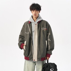 秋冬无影墙港风大码绣花拼接夹克外套棒球服 男 J863 P88 控138图片