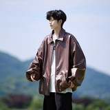 秋冬原创抖音港风大码大码皮衣皮夹克短外套男J860P78控128，男装夹克，电商A029