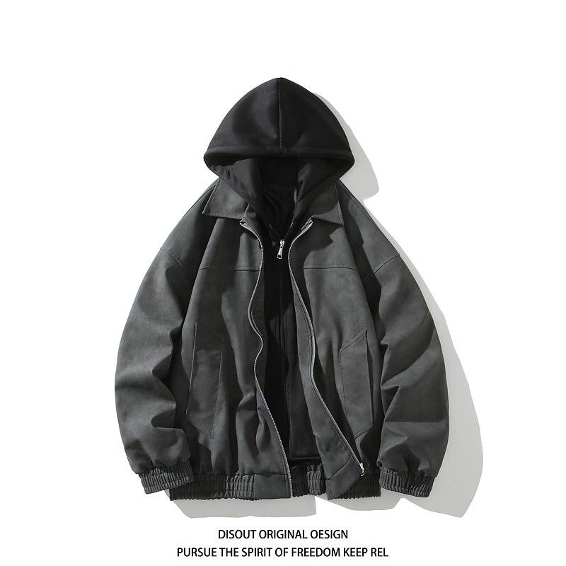 二开原创白底平铺大码连帽假两件皮衣夹克外套男J876P98控158，男装夹克，电商A029