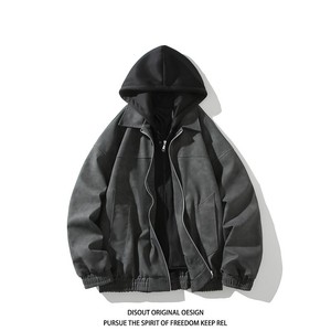 二开原创白底平铺大码连帽假两件皮衣夹克外套男 J876 P98 控158，男装夹克，电商A029