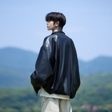 秋冬原创抖音港风大码大码皮衣皮夹克短外套男J860P78控128，男装夹克，电商A029