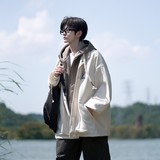 相机片原创大码港风连帽假两件宽松棒球服夹克外套J853P88控128，男装夹克，电商A029