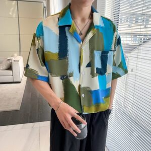 新款冰丝速干轻熟店主风痞帅短袖话衬衫大码衬衫  C606 P40 控58图片