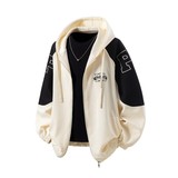 立体图白底撞色绣花大码宽松拼接卫衣时尚外套男V912P70控98，女装短外套，电商A029