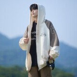 秋冬港风大码撞色绣花大码宽松拼接卫衣时尚外套男V912P70控98，女装短外套，电商A029