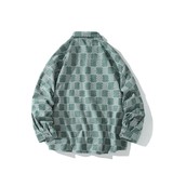 内景牛仔风港风大码宽松印花格子长袖衬衫衬衣男C623P60控88，男装衬衫，电商A029