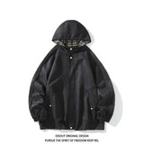 二开秋冬白底平铺大码绣花拼接连帽夹克外套男J866P78控128，男装夹克，电商A029