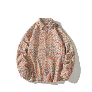 新款白底平铺日系小香风长袖花衬衫外套时尚衬衣C601 P68 控89，男装衬衫，电商A029