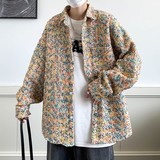 直播新款港风大码小香风长袖花衬衫外套时尚衬衣C601P68控89，男装衬衫，电商A029