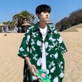 新款港风宽松男冰丝轻熟店主风痞帅短袖衬衫大码C612P40控58，男装T恤，电商A029