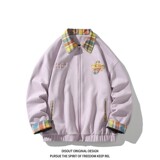 原创抖音内景港风大码绣花撞色夹克外套棒球服男J871P80控128，男装夹克，电商A029