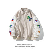 情侣新款大码宽松翻领贴标棒球服夹克外套港风男J835P98控138，男装夹克，电商A029
