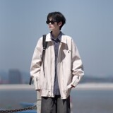 相机片纯色原创大码日系白底平铺宽松夹克外套港风J852P88控128，男装夹克，电商A029