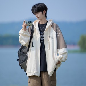 秋冬港风大码撞色绣花大码宽松拼接卫衣时尚外套男 V912 P70 控98，女装短外套，电商A029