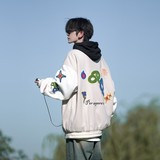 相机片新款大码宽松翻领贴标棒球服夹克外套港风男J835P98控138，男装夹克，电商A029