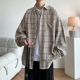 冬新款港风大码格子长袖衬衫衬衣男C619P58控78成分棉100，男装衬衫，电商A029