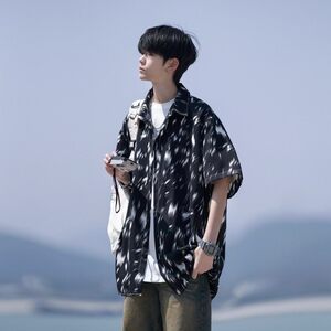 相机片夏季抖音直播港风大码外景短袖衬衫花衬衣 C608 P40 控58图片