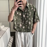 东南亚风轻熟店主风痞帅短袖话衬衫大码港风花衬衫C608P40控58，男装T恤，电商A029