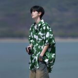 相机片港风宽松男冰丝轻熟店主风短袖衬衫大码C612P40控58，男装T恤，电商A029