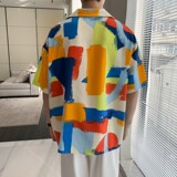 新款冰丝速干轻熟店主风痞帅短袖话衬衫大码衬衫C606P40控58，男装T恤，电商A029
