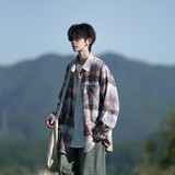 相机片高街时尚港风印花风格格子长袖衬衫衬衣男C620P55控78，男装衬衫，电商A029