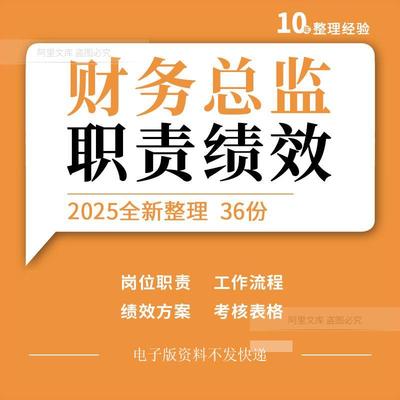 建设咨询酒业医美公司财务总监岗位职责任职资格绩效方案考核表格
