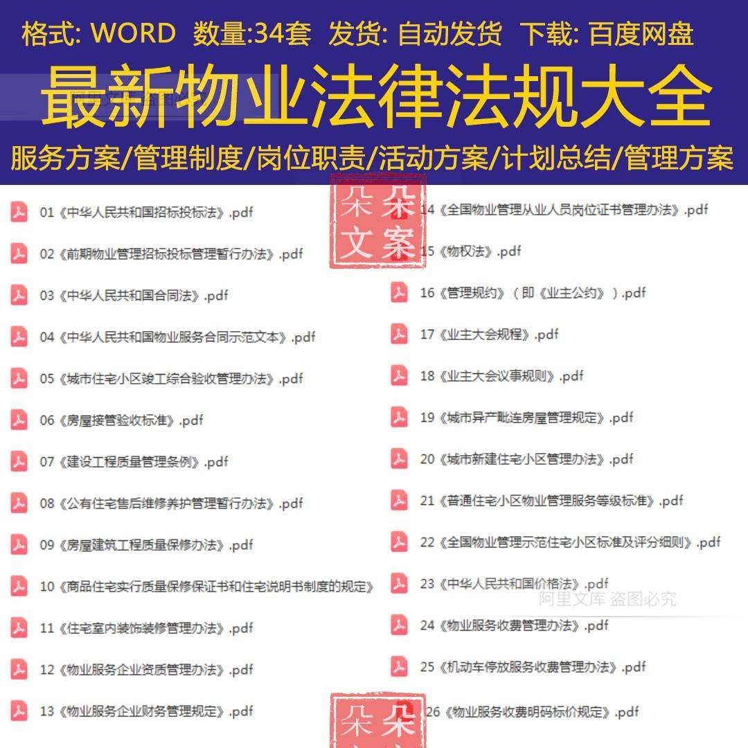 物业法律法规前期物业管理招标投标管理暂行办法房屋接管验收标准