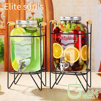 Transparent Glass Beverage Dispenser, Cold Drink Bottle w