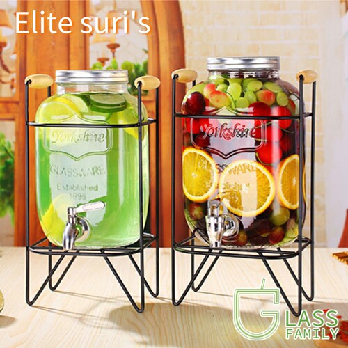 Transparent Glass Beverage Dispenser, Cold Drink Bottle w