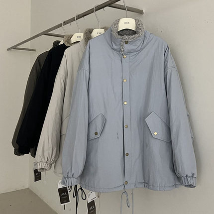 丑笑笑 韩国new！羊羔毛立领派克羽绒服女冬季百搭白鸭绒外套1916