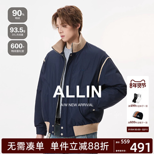ALLIN 美式廓形飞行夹克羽绒服男女冬季加厚保暖潮牌高街短款外套