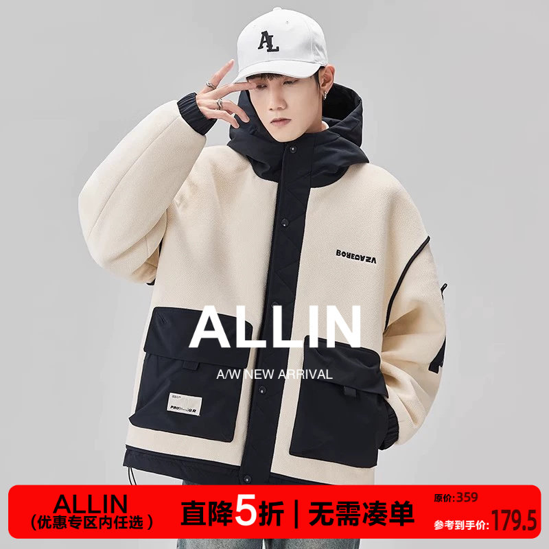ALLIN潮牌羊羔绒休闲夹克外套图片