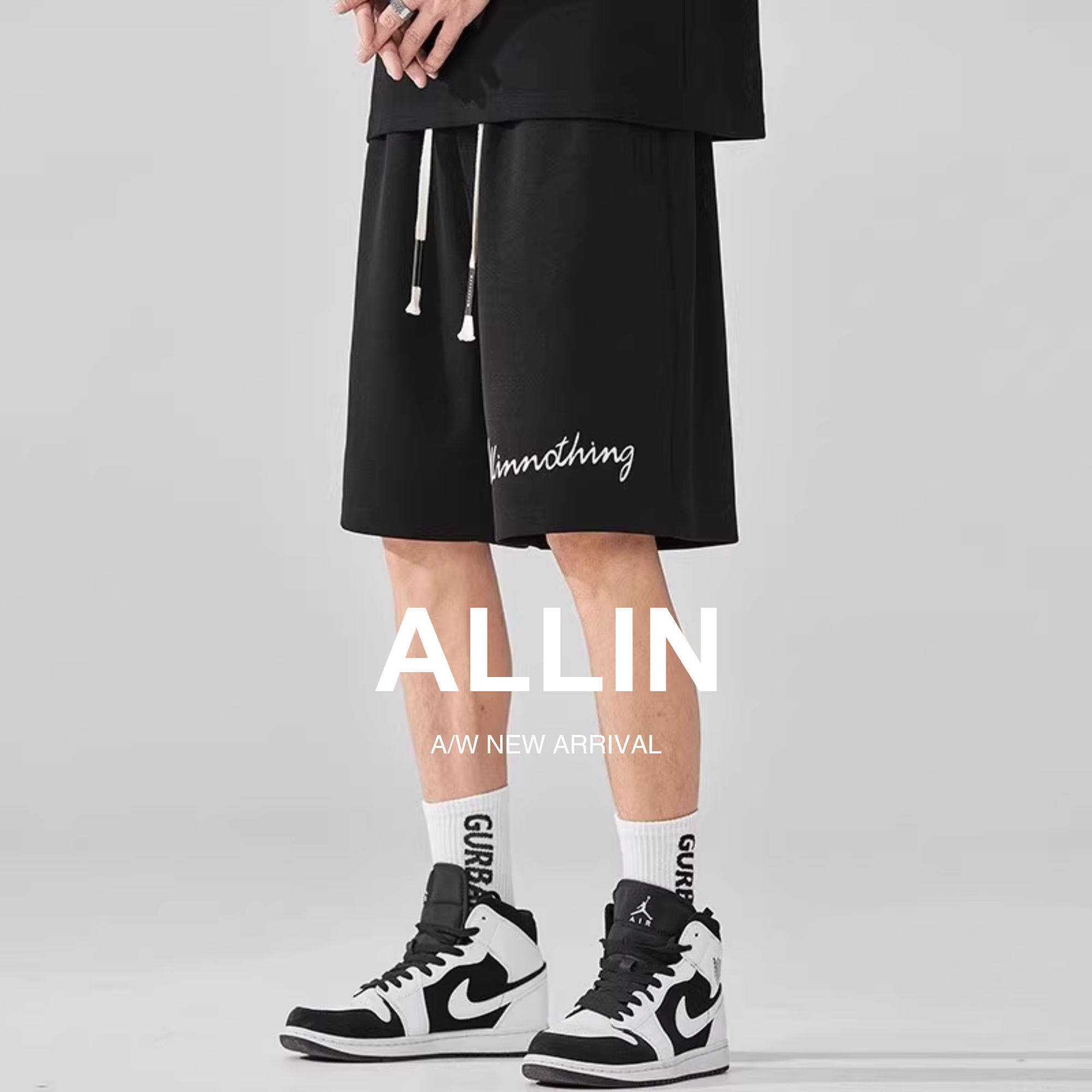 ALLIN 美式运动短裤男夏季薄款宽松直筒休闲百搭潮牌潮流五分裤