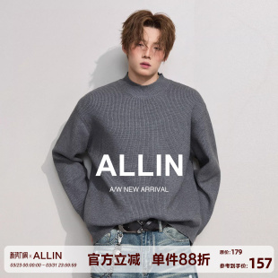 宽松内搭休闲情侣针织衫 慵懒百搭打底衫 半高领毛衣男春秋季 ALLIN