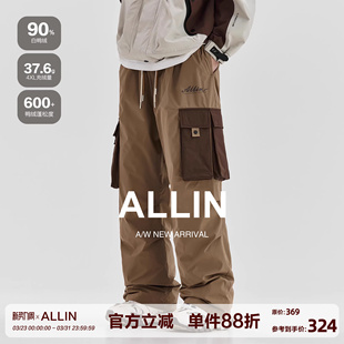 宽松直筒阔腿裤 ALLIN 男秋冬90白鸭绒加厚保暖休闲裤 羽绒裤 子 工装