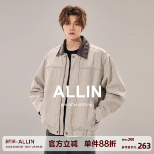 cleanfit异色翻领情侣外套 美式 ALLIN 底特律水洗牛仔外套男春秋季