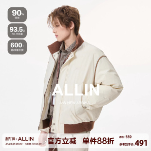 加厚保暖短款 休闲90羽绒服男冬季 廓形夹克情侣潮牌外套 美式 ALLIN