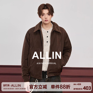 ALLIN 加绒加厚羊羔绒内里情侣外套 复古cleanfit翻领夹克男秋冬季