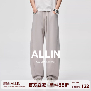 男款 弯刀卫裤 春秋季 直筒阔腿裤 ALLIN 子潮牌宽松运动休闲长裤 美式