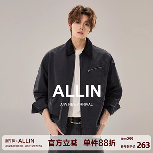 复古cleanfit上衣情侣纯棉翻领外套 夹克男春秋季 ALLIN 底特律工装